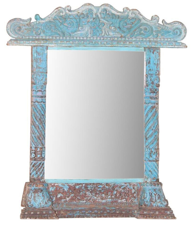 Geven Weggooien versnelling Blauwe spiegel in gerecycled hout, Nederland shabby-chic - brocante spiegels  en wanddecoratie - te koop brocante meubels tegen goedkope en lage prijzen  - Teak Paleis